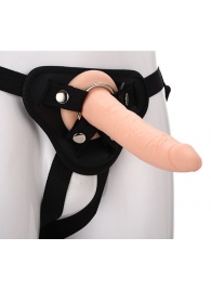 Телесный страпон на черных трусиках STRAP ON REAL DILDO - 20 см. - Dream Toys - купить с доставкой в Бердске