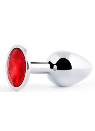 Серебристая анальная пробка с красным стразом - 7,2 см. - Anal Jewelry Plug - купить с доставкой в Бердске