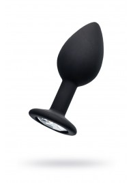 Черная анальная втулка с прозрачным стразом - 7,2 см. - POPO Pleasure - купить с доставкой в Бердске