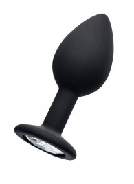 Черная анальная втулка с прозрачным стразом - 7,2 см. - POPO Pleasure - купить с доставкой в Бердске