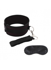 Черный ошейник с длинным поводком Collar and Leash Set - Lux Fetish - купить с доставкой в Бердске