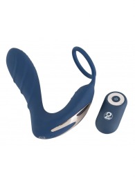 Синий вибростимулятор простаты с кольцом - 14,5 см. - Orion - в Бердске купить с доставкой