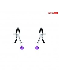 Оригинальные зажимы на соски с фиолетовыми шариками - Notabu - купить с доставкой в Бердске