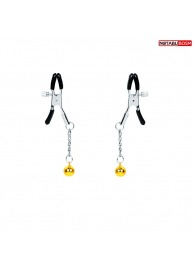 Оригинальные зажимы на соски с желтыми шариками - Notabu - купить с доставкой в Бердске