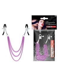 Оригинальные зажимы на соски с тройной розовой цепочкой - Notabu - купить с доставкой в Бердске