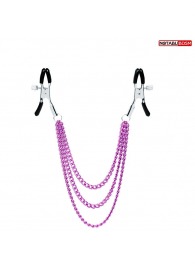 Оригинальные зажимы на соски с тройной розовой цепочкой - Notabu - купить с доставкой в Бердске