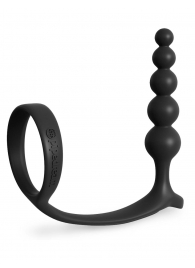 Черная анальная цепочка с эрекционным кольцом Ass-gasm Cockring Anal Beads - Pipedream - в Бердске купить с доставкой