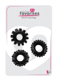 Набор из 3 черных эрекционных колец SET OF 3 COCKRINGS - Dream Toys - в Бердске купить с доставкой