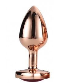 Золотистая анальная втулка с кристаллом-сердечком розового цвета - 7,1 см. - Dream Toys - купить с доставкой в Бердске