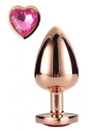 Золотистая анальная втулка с кристаллом-сердечком розового цвета - 7,1 см. - Dream Toys - купить с доставкой в Бердске