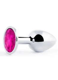 Серебристая анальная пробка с малиновым кристаллом - 7,2 см. - Anal Jewelry Plug - купить с доставкой в Бердске