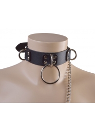 Черный кожаный ошейник Big Ring - Sitabella - купить с доставкой в Бердске