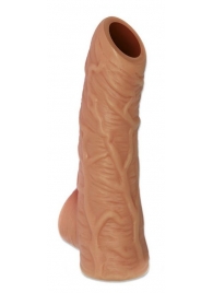 Телесная открытая насадка-реалистик с подхватом мошонки Nude Sleeve L - 14 см. - KOKOS - в Бердске купить с доставкой