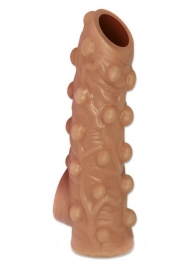 Телесная насадка с бугорками и открытой головкой Nude Sleeve M - 12 см. - KOKOS - в Бердске купить с доставкой