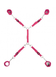 Ярко-розовый набор фиксаций на кровати Classic Bed Spreader - Lux Fetish - купить с доставкой в Бердске