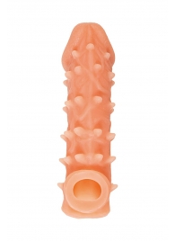 Телесная закрытая насадка с пупырышками Cock Sleeve Size M - 15,6 см. - KOKOS - в Бердске купить с доставкой