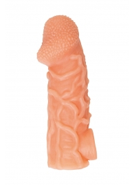 Телесная закрытая насадка с венками Cock Sleeve Size L - 17,6 см. - KOKOS - в Бердске купить с доставкой
