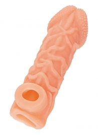 Телесная закрытая насадка с венками Cock Sleeve Size L - 17,6 см. - KOKOS - в Бердске купить с доставкой