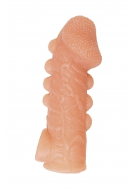 Телесная закрытая насадка с шишечками Cock Sleeve Size L - 17,6 см. - KOKOS - в Бердске купить с доставкой