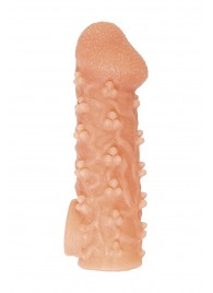 Телесная закрытая насадка с пучками шишечек Cock Sleeve Size S - 13,8 см. - KOKOS - в Бердске купить с доставкой