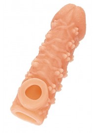 Телесная закрытая насадка с пучками шишечек Cock Sleeve Size S - 13,8 см. - KOKOS - в Бердске купить с доставкой