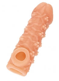 Телесная закрытая насадка с пучками шишечек Cock Sleeve Size L - 17,6 см. - KOKOS - в Бердске купить с доставкой