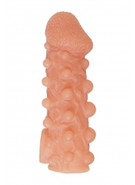 Телесная закрытая насадка с шариками Cock Sleeve Size M - 15,6 см. - KOKOS - в Бердске купить с доставкой