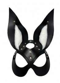 Черная маска зайки с белым мехом на ушках Miss Bunny - БДСМ Арсенал - купить с доставкой в Бердске