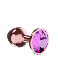 Пробка цвета розового золота с лиловым кристаллом Diamond Quartz Shine L - 8,3 см. - Lola Games - купить с доставкой в Бердске