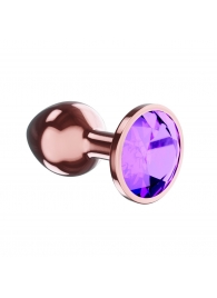 Пробка цвета розового золота с фиолетовым кристаллом Diamond Amethyst Shine L - 8,3 см. - Lola Games - купить с доставкой в Бердске