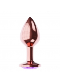 Пробка цвета розового золота с фиолетовым кристаллом Diamond Amethyst Shine L - 8,3 см. - Lola Games - купить с доставкой в Бердске