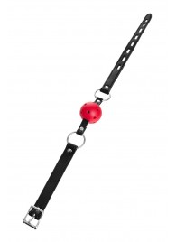 Красный кляп-шар на черных ремешках - ToyFa - купить с доставкой в Бердске