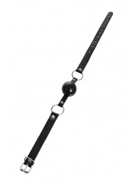 Черный кляп-шар на кожаных ремешках Anonymo - ToyFa - купить с доставкой в Бердске