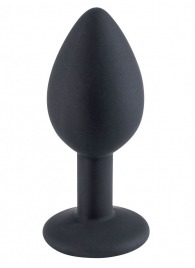 Черная малая силиконовая пробка с прозрачным кристаллом - Свободный ассортимент