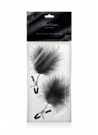 Зажимы на соски с черными пуховыми кисточками Sweet Caress Feather Nipple Clumps - Sweet Caress - купить с доставкой в Бердске