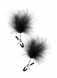 Зажимы на соски с черными пуховыми кисточками Sweet Caress Feather Nipple Clumps - Sweet Caress - купить с доставкой в Бердске
