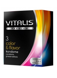 Цветные ароматизированные презервативы VITALIS PREMIUM color   flavor - 3 шт. - Vitalis - купить с доставкой в Бердске