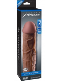 Коричневая насадка Mega 2  Extension - 20,3 см. - Pipedream - в Бердске купить с доставкой