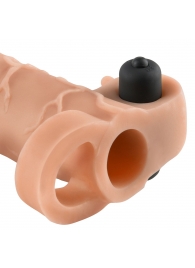 Телесная вибронасадка с кольцом Vibrating Real Feel 2 Extension - 16 см. - Pipedream - в Бердске купить с доставкой