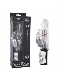 Вибратор Classicle Rabbit Silver с ротацией - 24 см. - Erokay