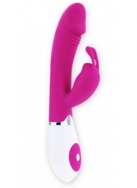 Розовый вибратор Gene с клиторальным стимулятором - 20,4 см. - Baile