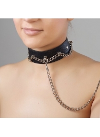 Чёрный ошейник из натуральной кожи - Sitabella - купить с доставкой в Бердске
