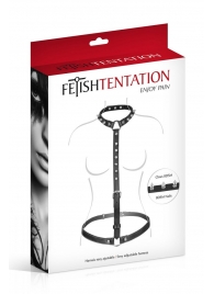 Черная упряжь на тело с шипами на ошейнике - Fetish Tentation - купить с доставкой в Бердске