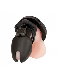 Черная силиконовая клетка целомудрия для члена с замком - BlueLine - купить с доставкой в Бердске