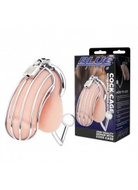 Серебристая металлическая клетка с анальным стимулятором Cock Cage - BlueLine - купить с доставкой в Бердске