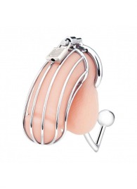 Серебристая металлическая клетка с анальным стимулятором Cock Cage - BlueLine - купить с доставкой в Бердске