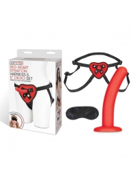 Красный поясной фаллоимитатор Red Heart Strap on Harness   5in Dildo Set - 12,25 см. - Lux Fetish - купить с доставкой в Бердске