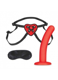Красный поясной фаллоимитатор Red Heart Strap on Harness   5in Dildo Set - 12,25 см. - Lux Fetish - купить с доставкой в Бердске