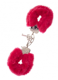 Металлические наручники с красной меховой опушкой METAL HANDCUFF WITH PLUSH RED - Dream Toys - купить с доставкой в Бердске