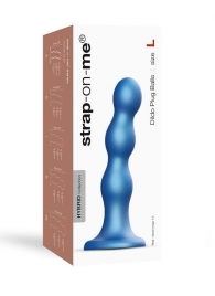 Голубая насадка Strap-On-Me Dildo Plug Balls size L - Strap-on-me - купить с доставкой в Бердске